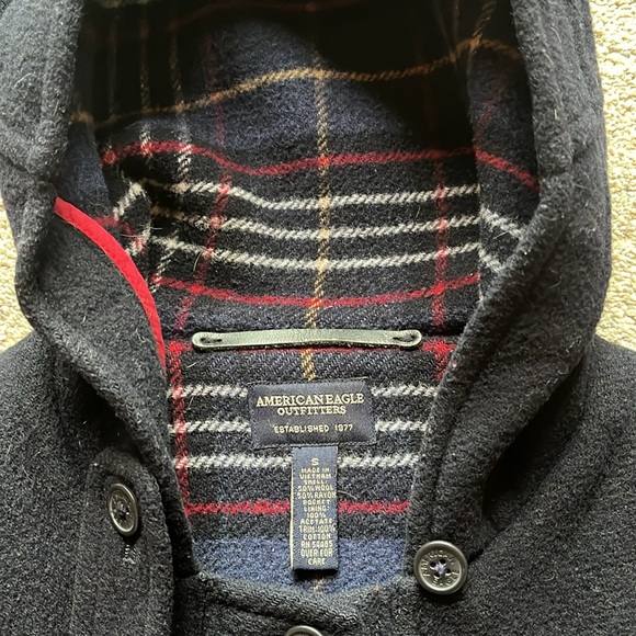 American Eagle Navy Wool Blend Toggle Coat Size S - Picture 2 of 6